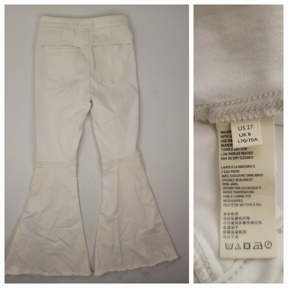 Free People Sz 27 Flare High Rise Jeans White Stretch - Picture 2 of 8